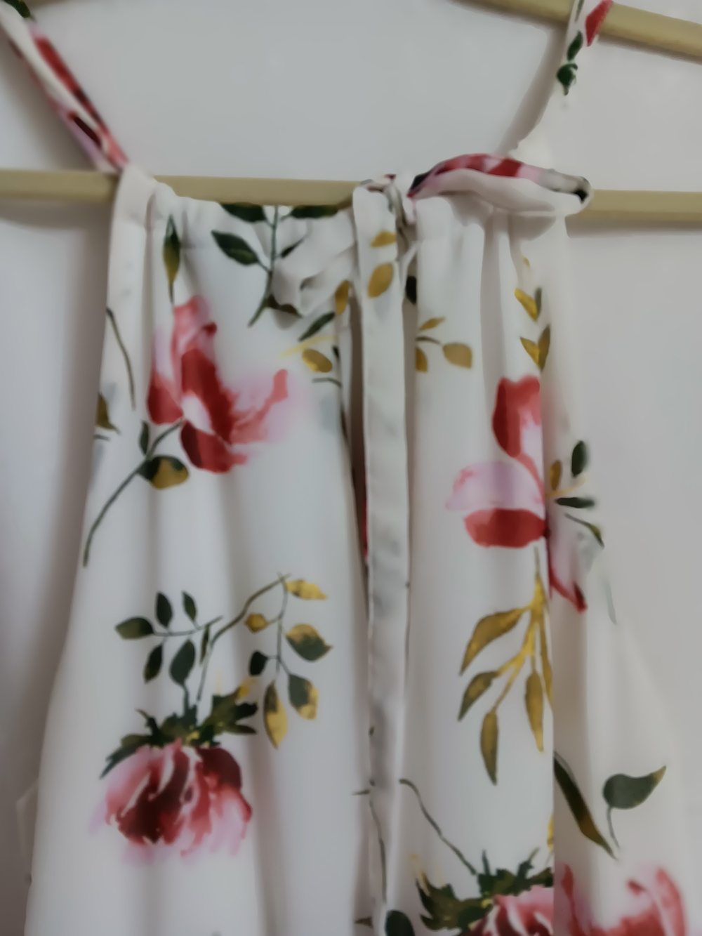 White Maxi Dress with Pink Floral Print - Picture 5 of 6
